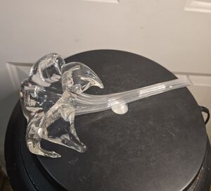 Hand Blown Clear Glass Art Flower Figurine Sculpture